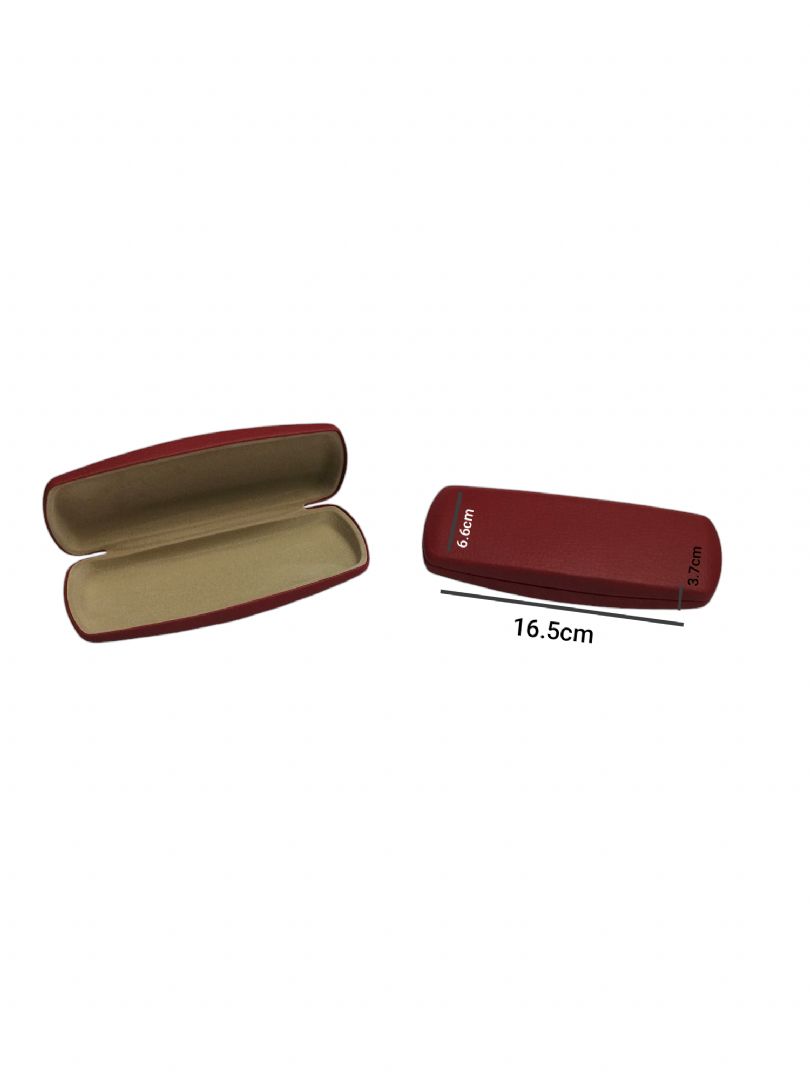TUA3403-BORDO OPTİK GÖZLÜK KILIFI (BORDO) DERİ KAPLAMA METAL MATERYAL 16/6,6/3,7 cm